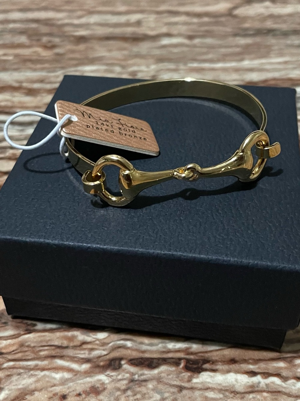Mia Fiore Jewelry 14k Gold Equestrian Horsebit Hinge Bangle Bracelet